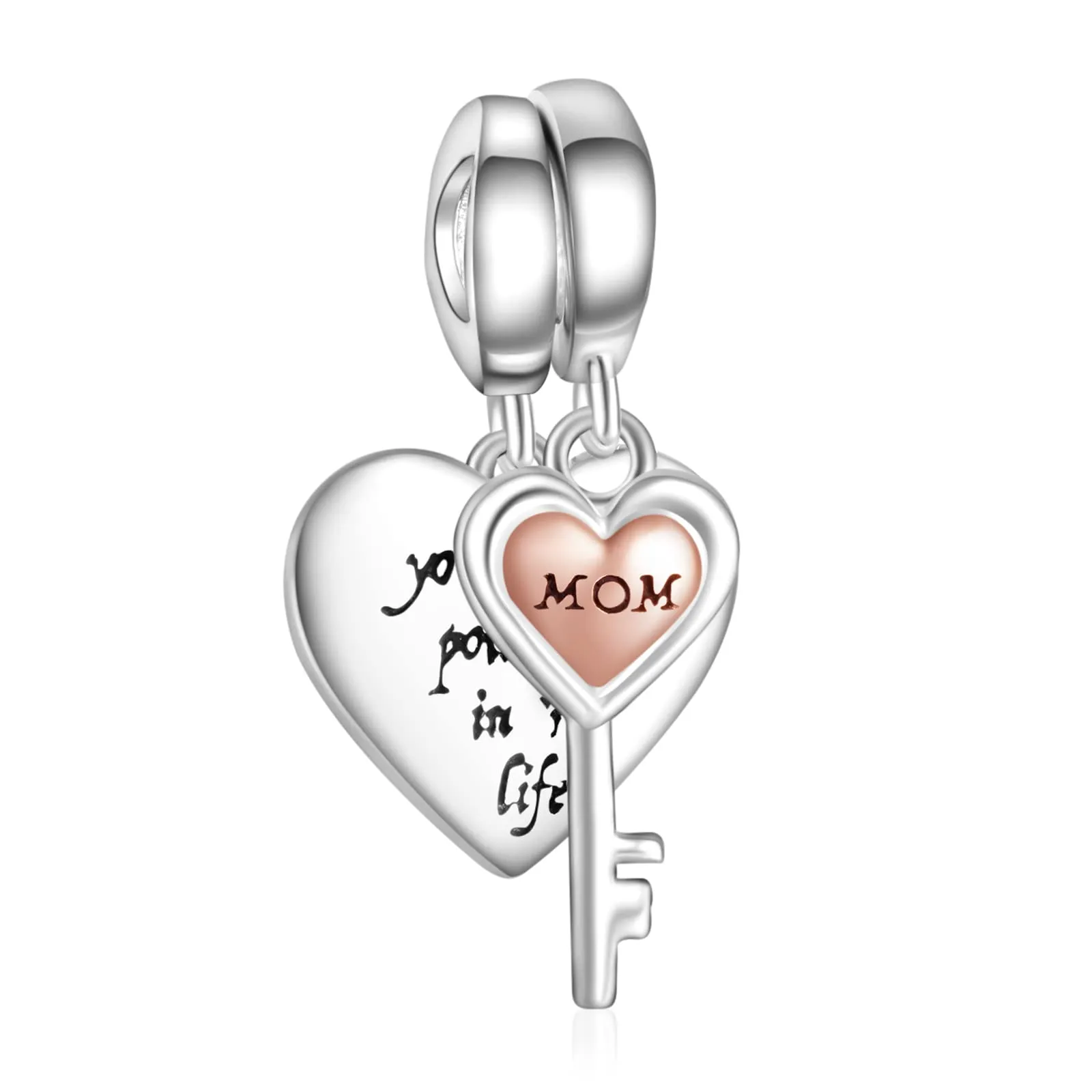 NINGAN Ciondolo a forma di cuore in argento sterling 925 Ciondolo a forma di chiave Un regalo per la mamma Collana a bracciale adatta alle donne - immagine 1