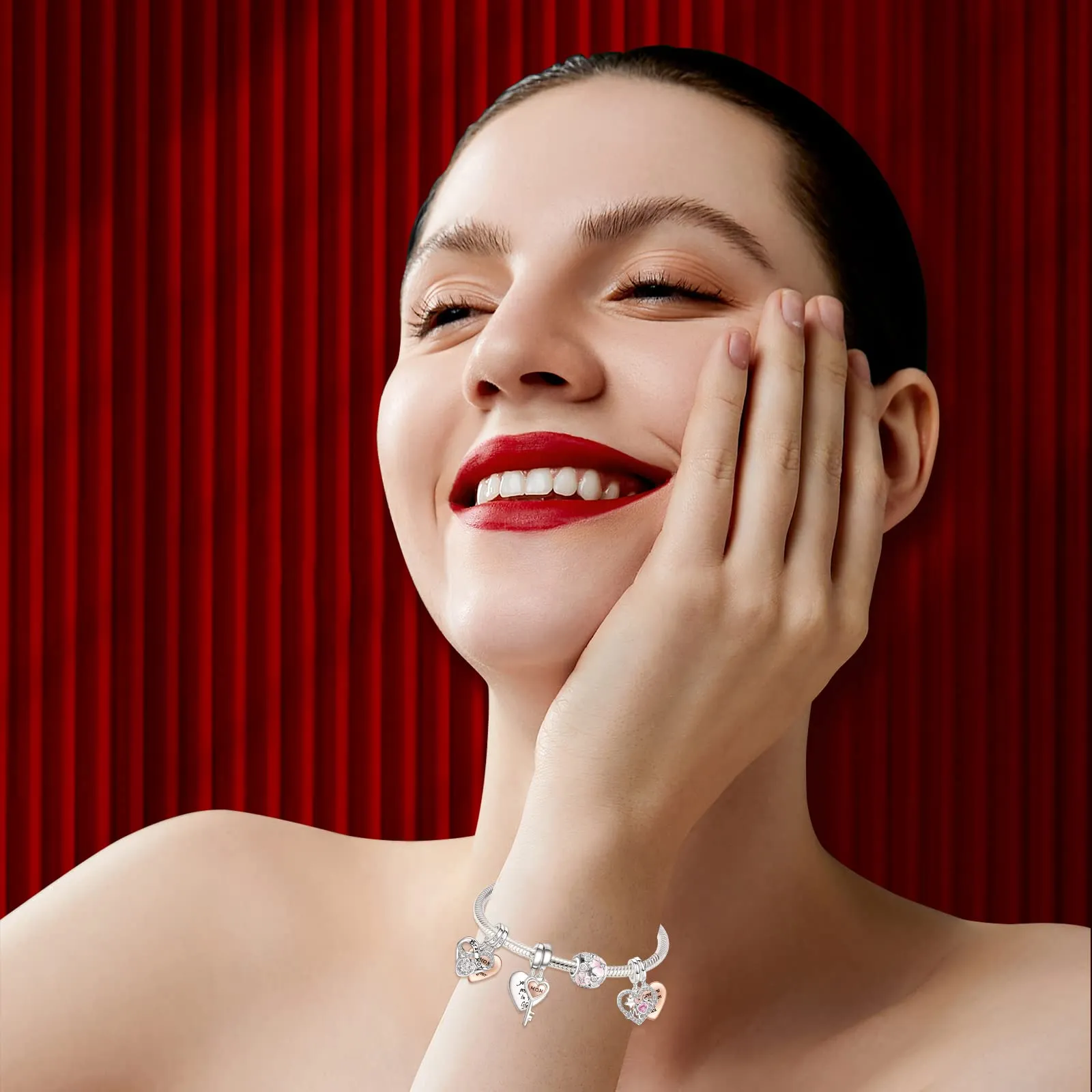 NINGAN Ciondolo a forma di cuore in argento sterling 925 Ciondolo a forma di chiave Un regalo per la mamma Collana a bracciale adatta alle donne - immagine 5