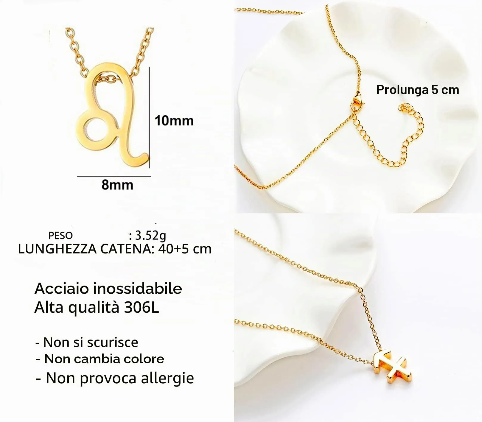 Only faith Collana del segno zodiacale in acciaio inossidabile, bella carta di significato del segno zodiacale, ciondolo oroscopo per le donne o l'uomo regalo. - immagine 4