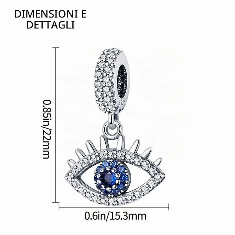 LNQOBU Ciondolo con Charm Argento Sterling 925 Fatima's Hand Dangle Charm Compatibile con Pandora e Europei Bracciale Collane da Donna(Fornito con una Perlina) - immagine 4