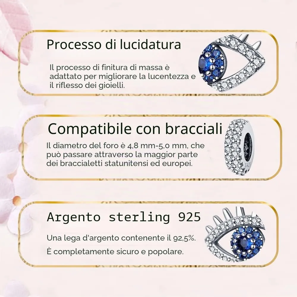 LNQOBU Ciondolo con Charm Argento Sterling 925 Fatima's Hand Dangle Charm Compatibile con Pandora e Europei Bracciale Collane da Donna(Fornito con una Perlina) - immagine 5