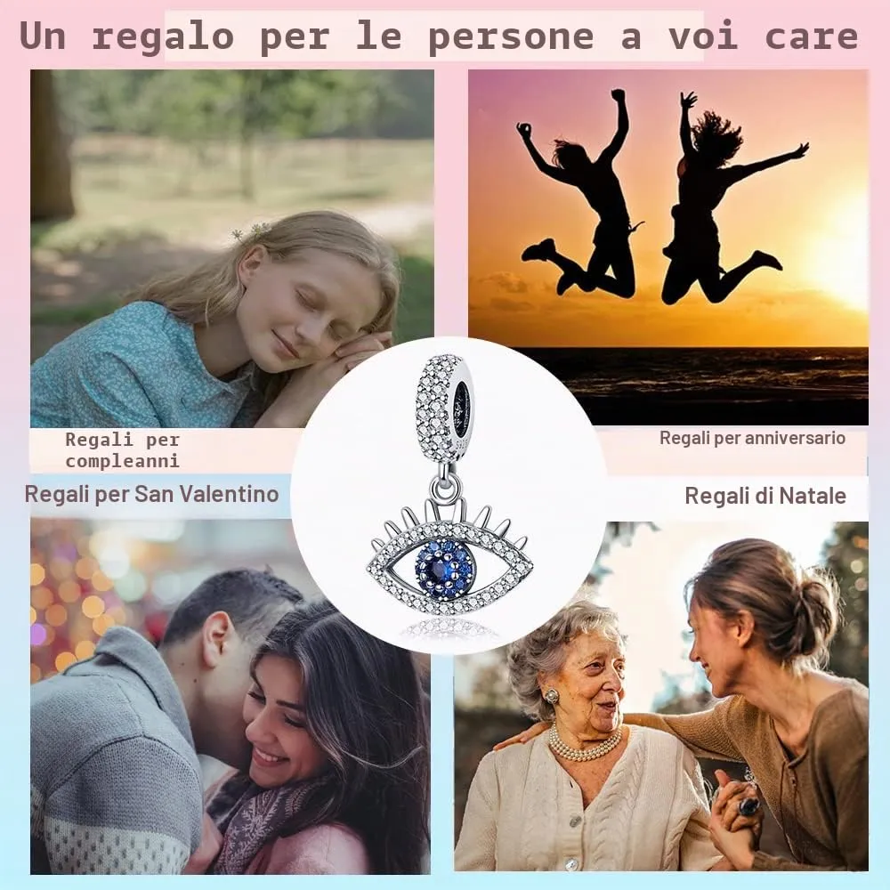 LNQOBU Ciondolo con Charm Argento Sterling 925 Fatima's Hand Dangle Charm Compatibile con Pandora e Europei Bracciale Collane da Donna(Fornito con una Perlina) - immagine 6