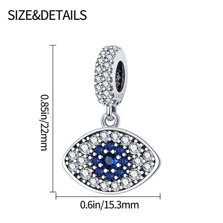 LNQOBU Ciondolo con Charm Argento Sterling 925 Fatima's Hand Dangle Charm Compatibile con Pandora e Europei Bracciale Collane da Donna（Fornito con una Perlina） - immagine 3