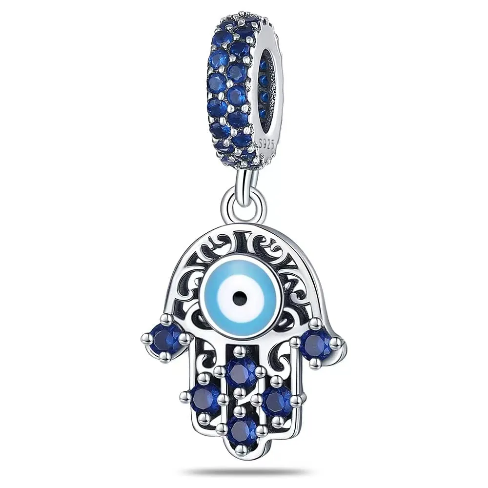 LNQOBU Ciondolo con Charm Argento Sterling 925 Fatima's Hand Dangle Charm Compatibile con Pandora e Europei Bracciale Collane da Donna(Fornito con una Perlina) - immagine 1