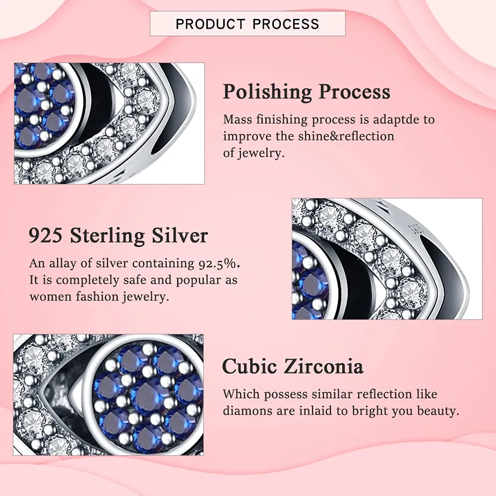 LNQOBU Ciondolo con Charm Argento Sterling 925 Fatima's Hand Dangle Charm Compatibile con Pandora e Europei Bracciale Collane da Donna（Fornito con una Perlina） - immagine 5