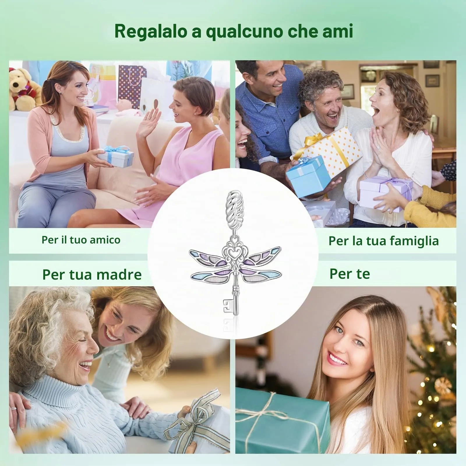 NINGAN Ciondolo a forma di libellula in argento sterling 925 Bracciale da donna con collana e ciondolo - immagine 6