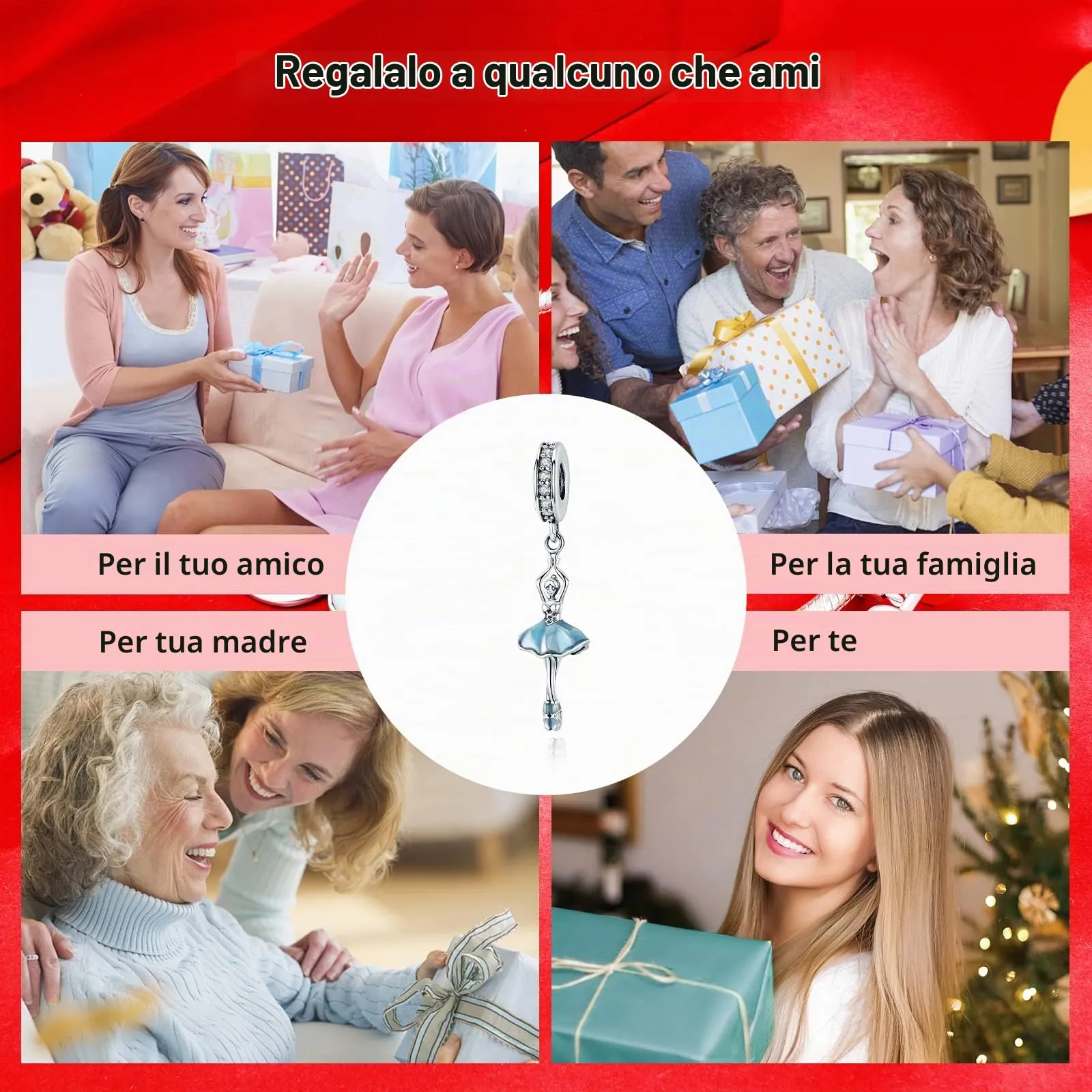 NINGAN Pendente in argento 925 Balletto girl charm adatto per la collana del braccialetto delle signore - immagine 6