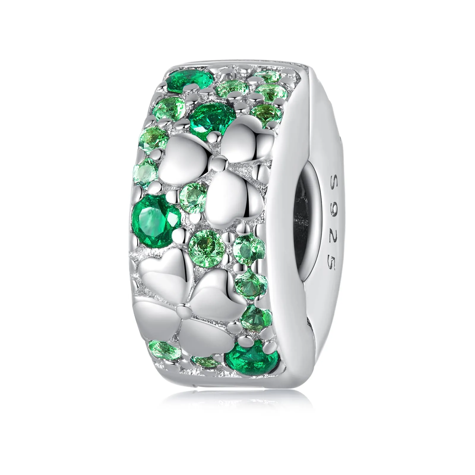 NINGAN Bracciale con perline a forma di quadrifoglio Argento sterling 925 clip-charms Accessori per bracciali - immagine 1
