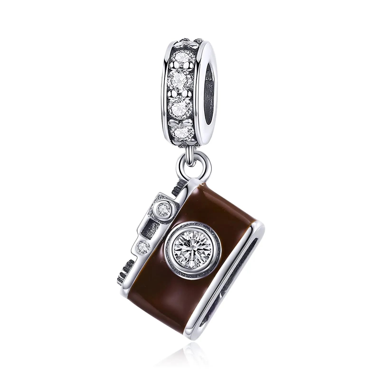 NINGAN Ciondolo a forma di macchina fotografica in argento 925 Collana Bracciale da donna compatibile - immagine 1