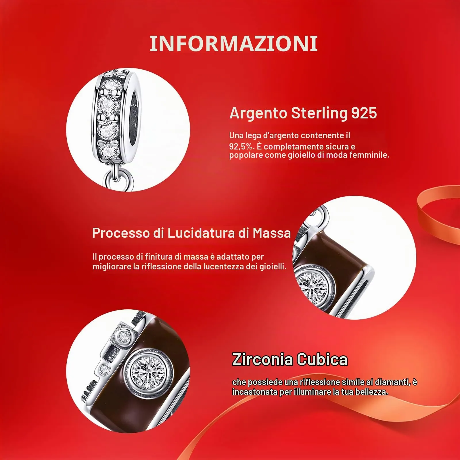 NINGAN Ciondolo a forma di macchina fotografica in argento 925 Collana Bracciale da donna compatibile - immagine 4