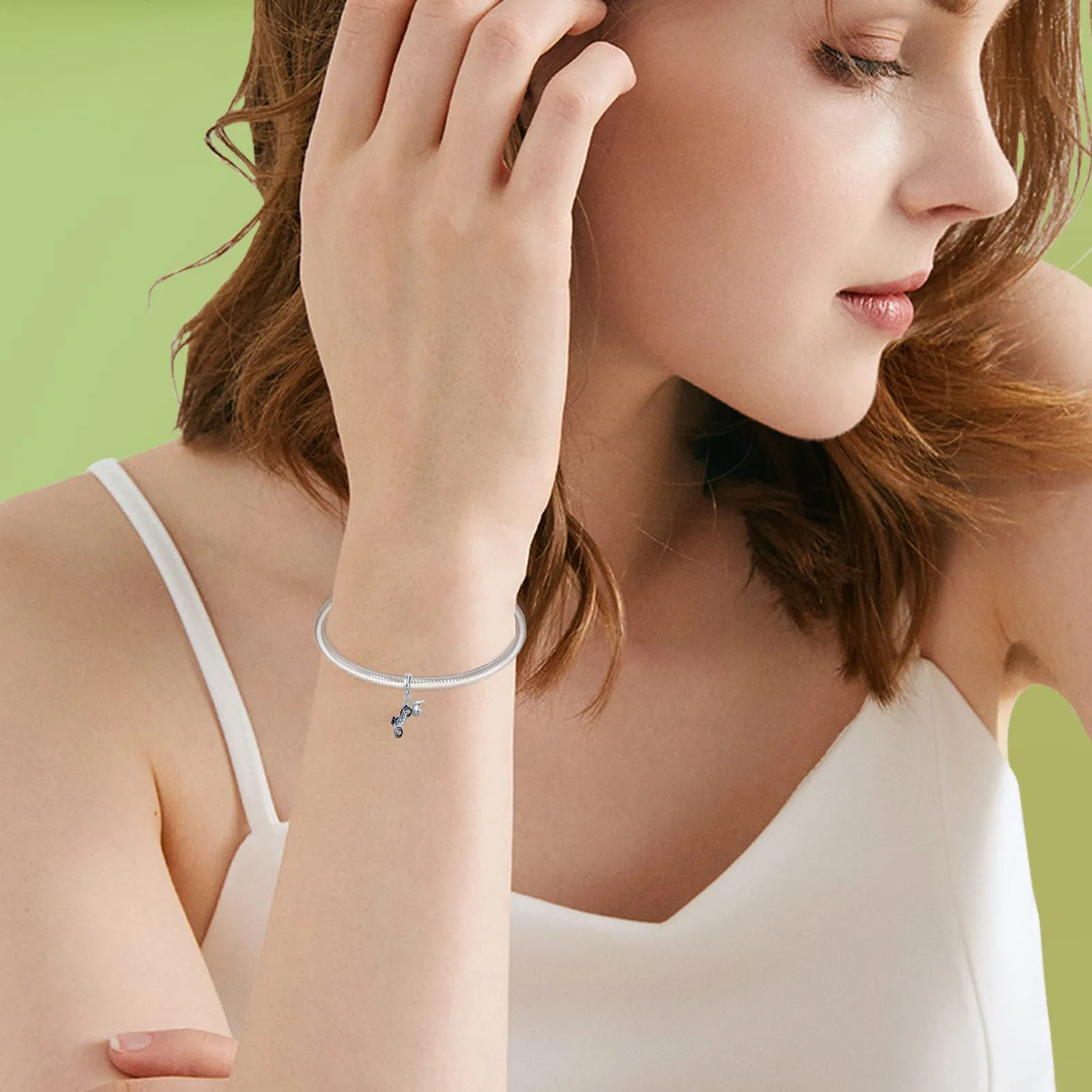 NINGAN Pendente moto in argento 925 Smalto a goccia Delizioso ciondolo bracciale da donna un regalo di compleanno - immagine 5
