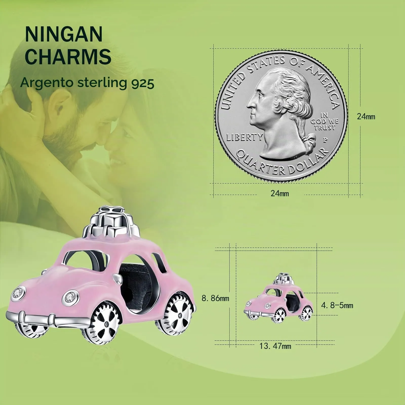 NINGAN Charm auto in argento 925 Adatto per braccialetti da donna Regalo di souvenir da viaggio - immagine 3
