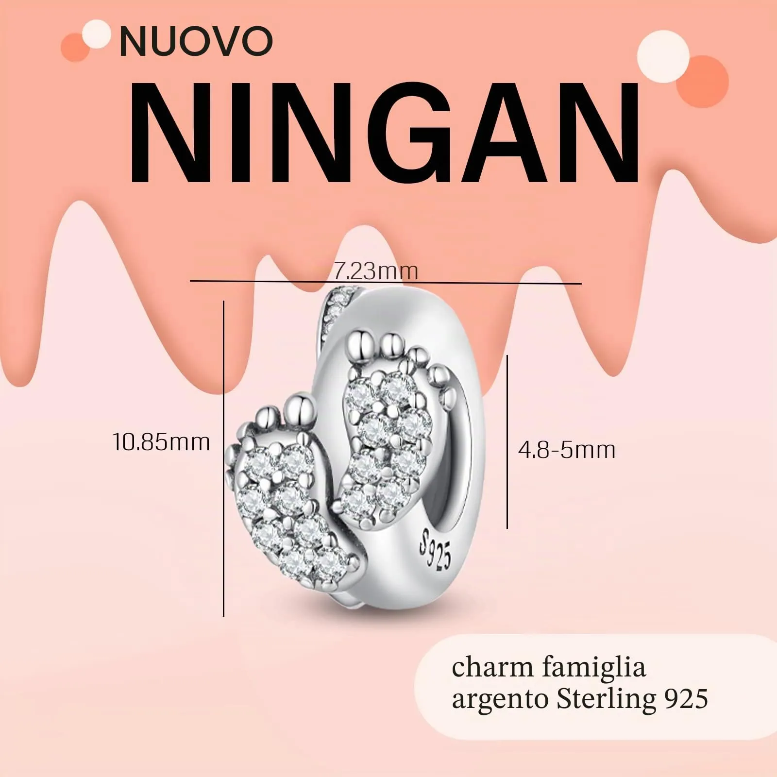 NINGAN Perline con impronta in argento sterling 925 Silicone Fascini distanziali Accessori per braccialetti - immagine 2