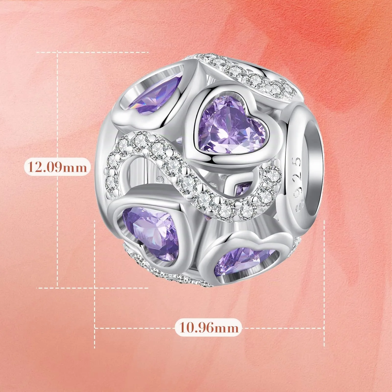 NINGAN Argento 925 Amore infinito - Charm con zirconi viola Perline per bracciali da donna Regali per la famiglia e gli amici - immagine 5