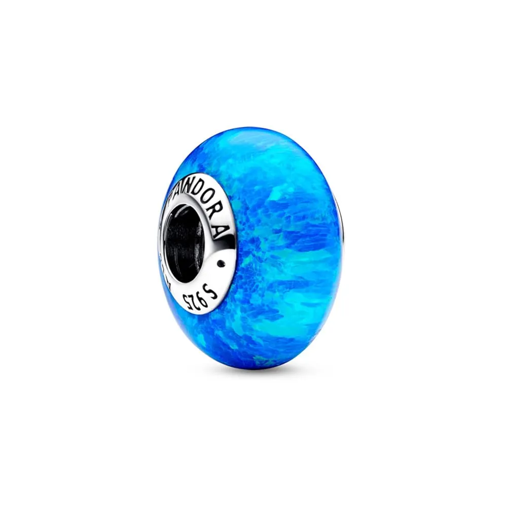 PANDORA Orecchini a bottone Moments con cuore in argento Sterling con opale verde blu creato in laboratorio - immagine 1