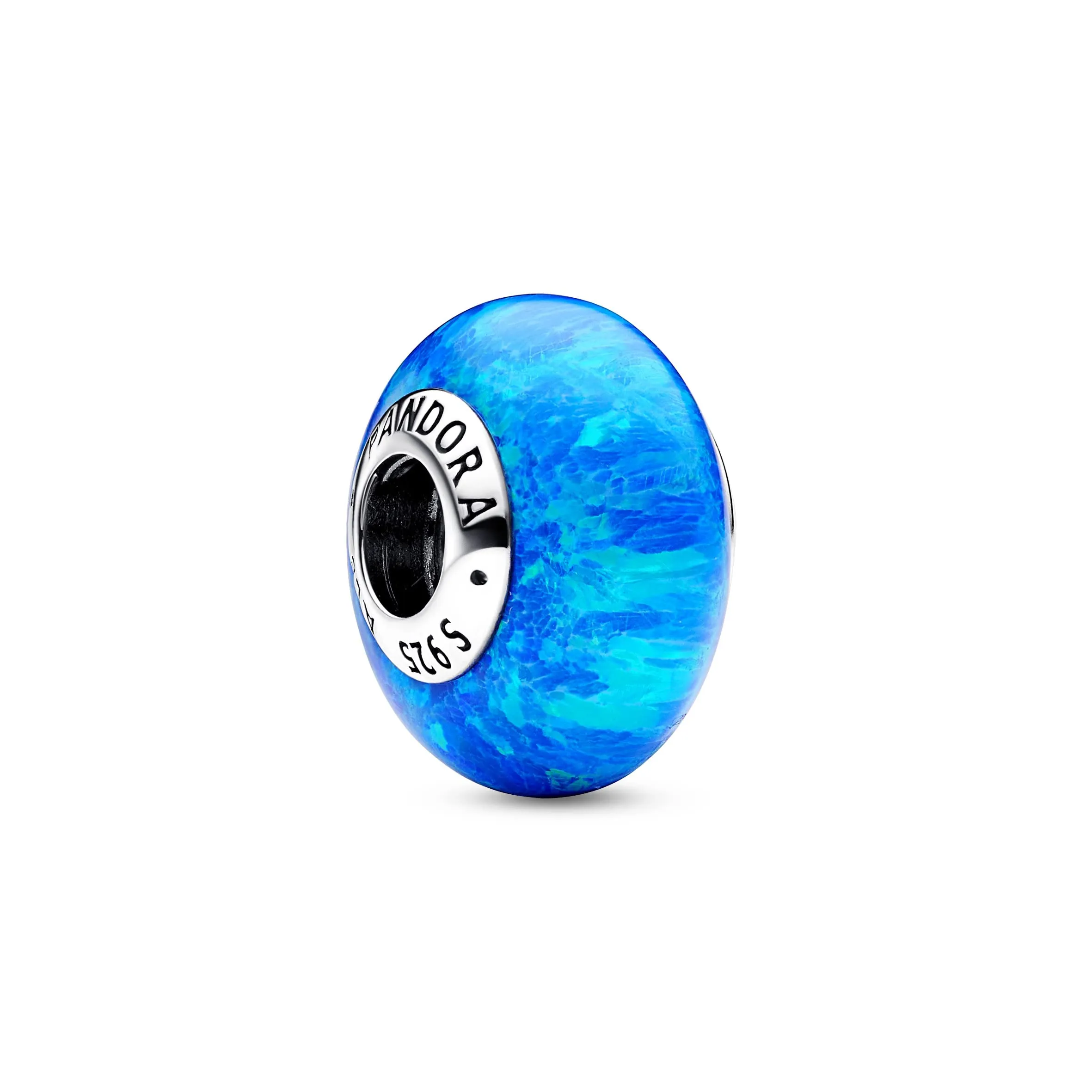 PANDORA Orecchini a bottone Moments con cuore in argento Sterling con opale verde blu creato in laboratorio - immagine 4