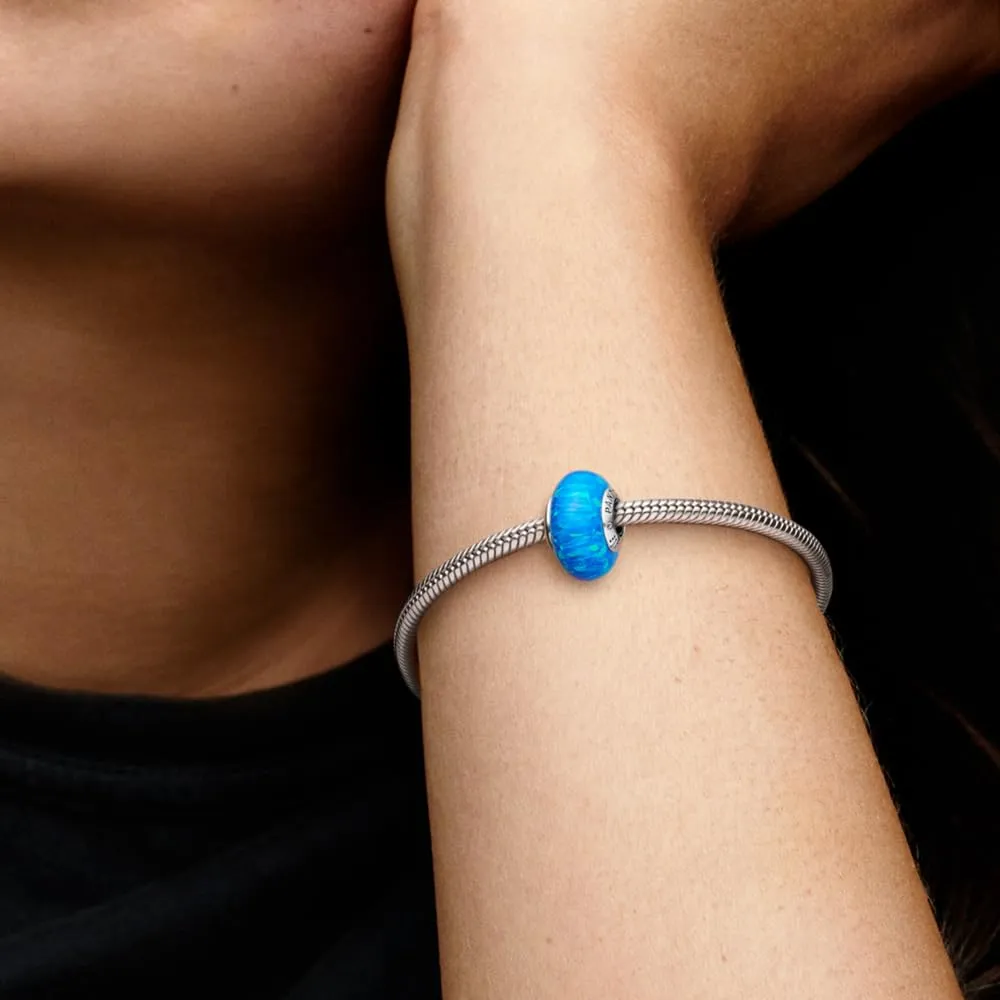 PANDORA Orecchini a bottone Moments con cuore in argento Sterling con opale verde blu creato in laboratorio - immagine 5