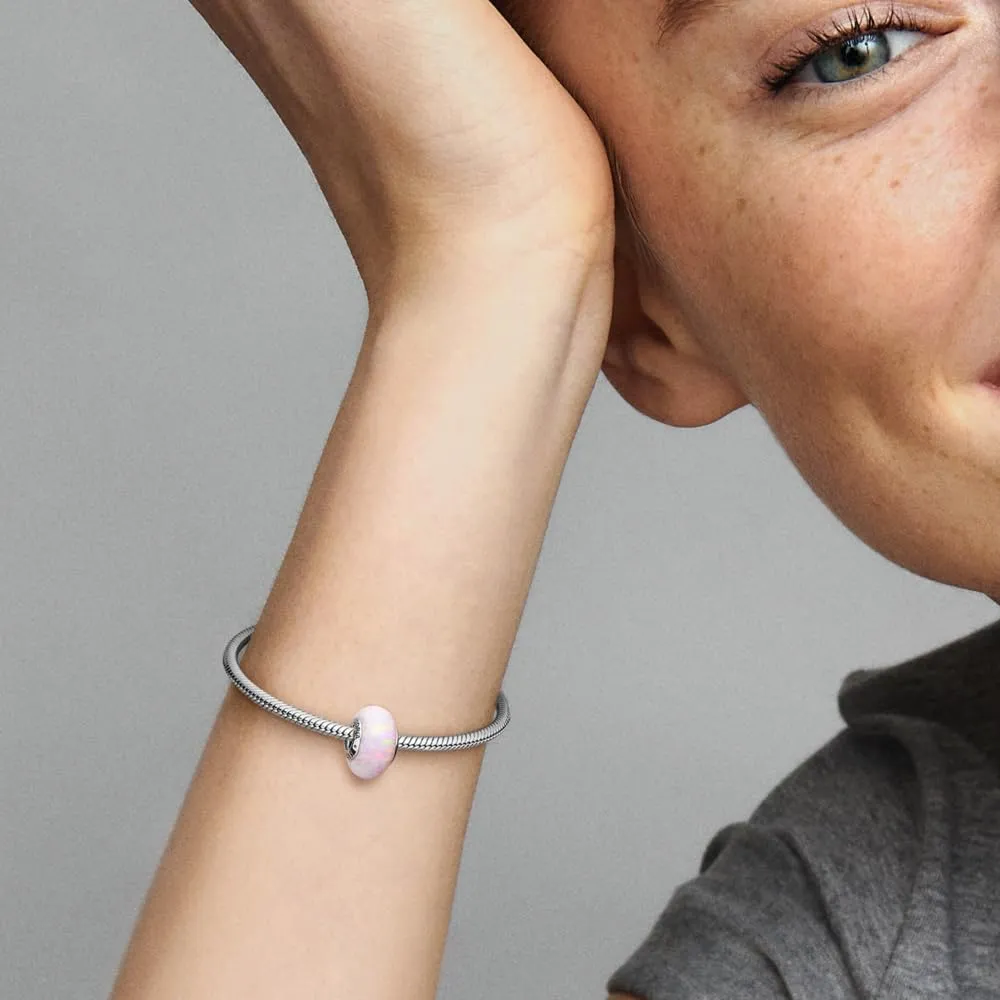 PANDORA Ciondolo Moments in argento Sterling con opale rosa creato in laboratorio - immagine 4