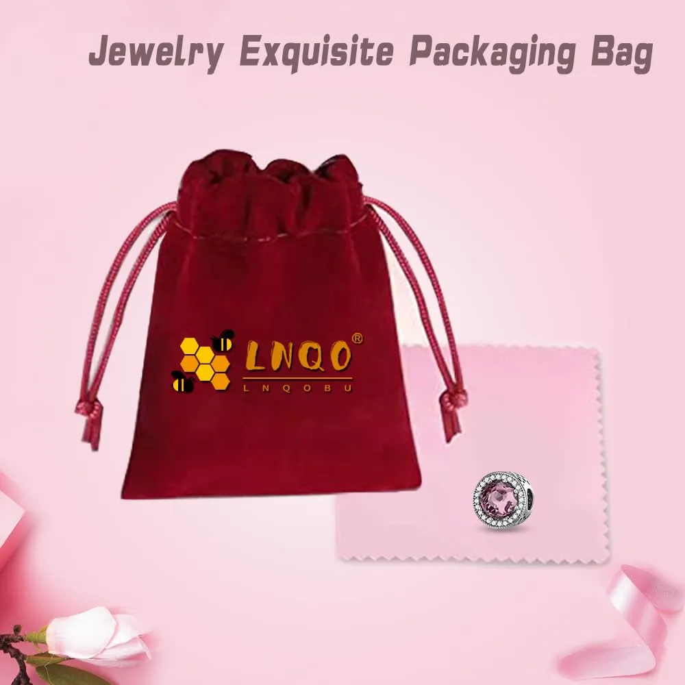LNQOBU Charm Argento Vetro di Murano,Rosse Perline a Cuore,Blu,Gialli,Charms Bead Adatto Bracciale Europeo Per Donne - immagine 5