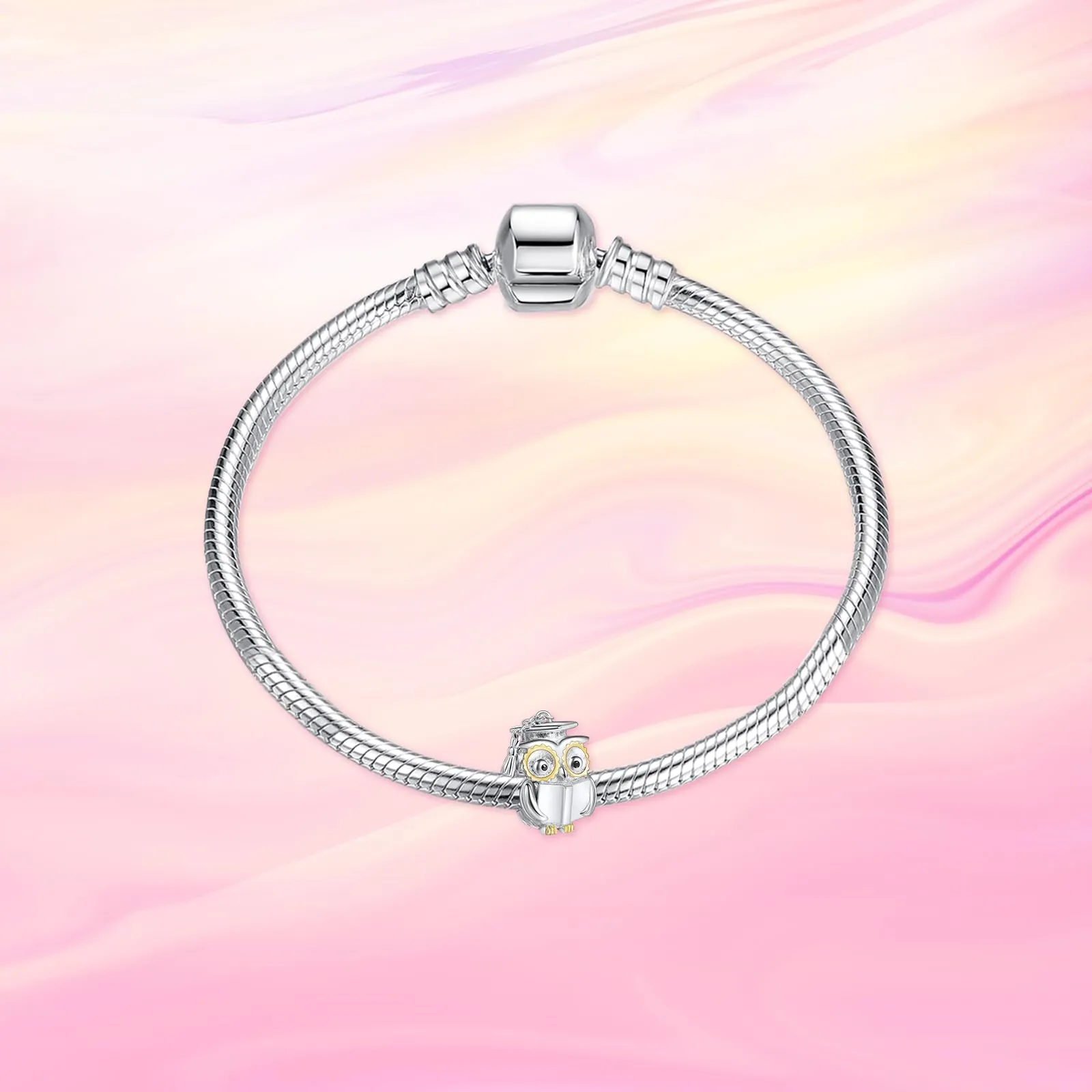 NINGAN Dr. Owl 925 Perline in argento sterling Stagione di laurea Regalo di laurea per donne Perline Bracciale anniversario Regalo anniversario - immagine 2