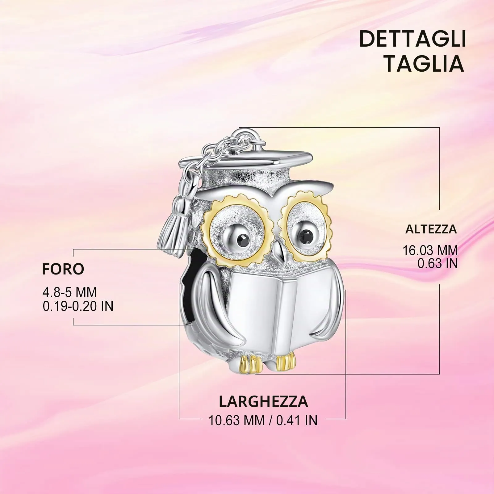 NINGAN Dr. Owl 925 Perline in argento sterling Stagione di laurea Regalo di laurea per donne Perline Bracciale anniversario Regalo anniversario - immagine 3