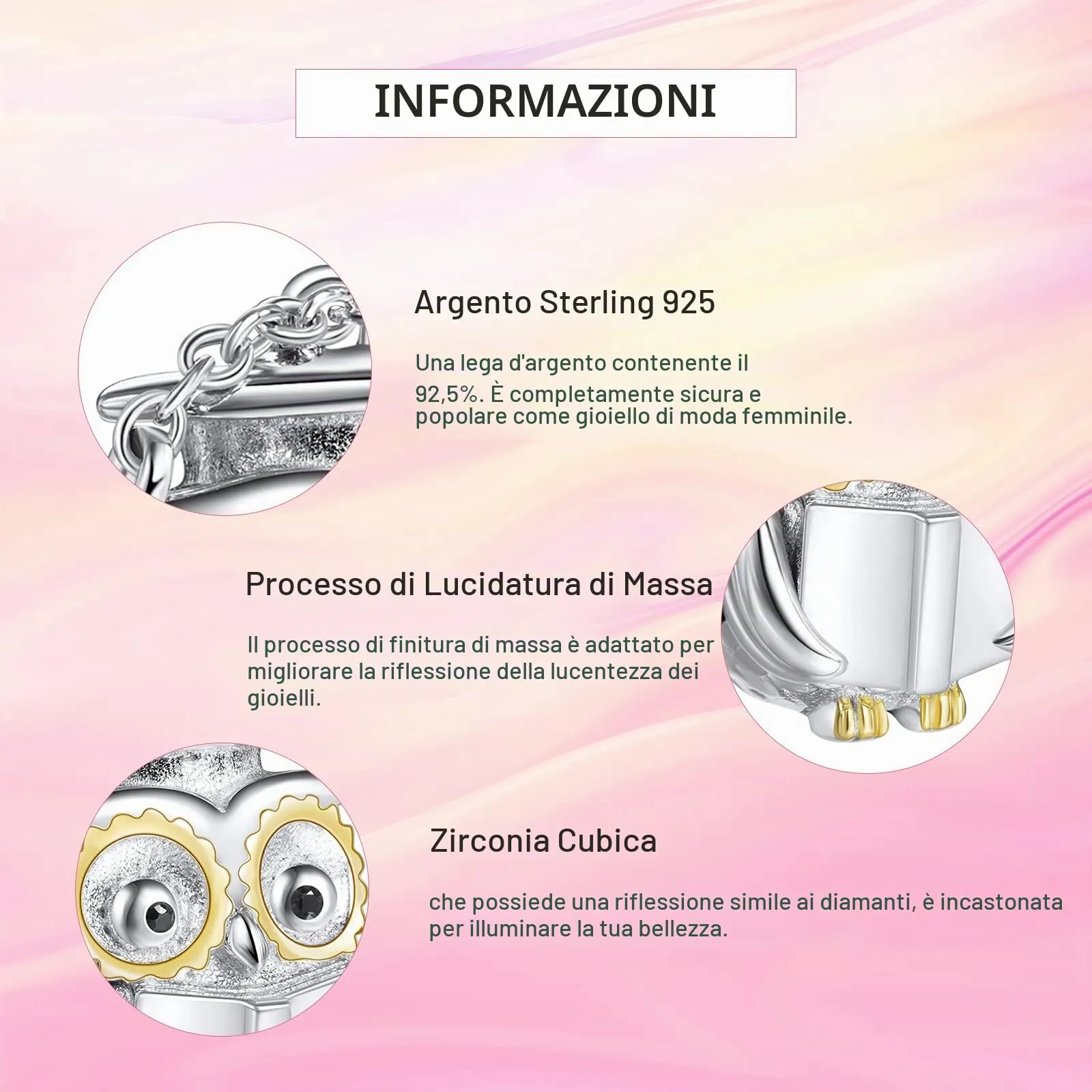 NINGAN Dr. Owl 925 Perline in argento sterling Stagione di laurea Regalo di laurea per donne Perline Bracciale anniversario Regalo anniversario - immagine 4