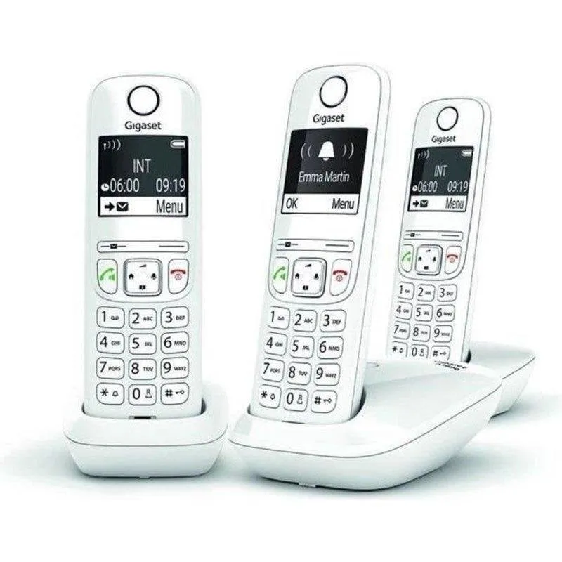 Telefono cordless Gigaset AS690 Trio bianco con 3 dispositivi e display retroilluminato - immagine 1