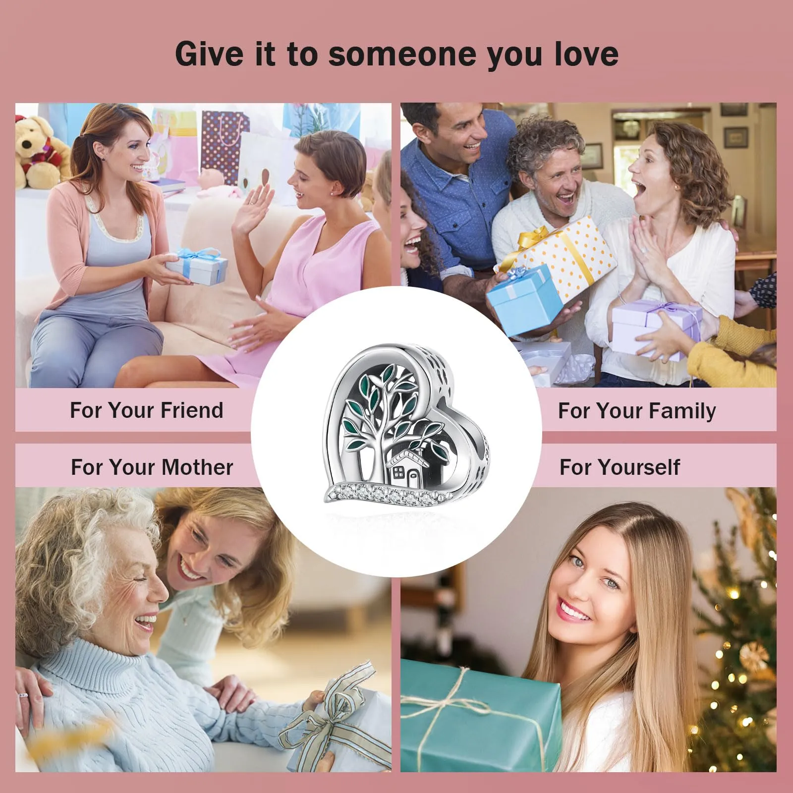 NINGAN 925 argento sterling ciondolo albero genealogico signore bracciale perline di fascino, un regalo per la famiglia - immagine 6