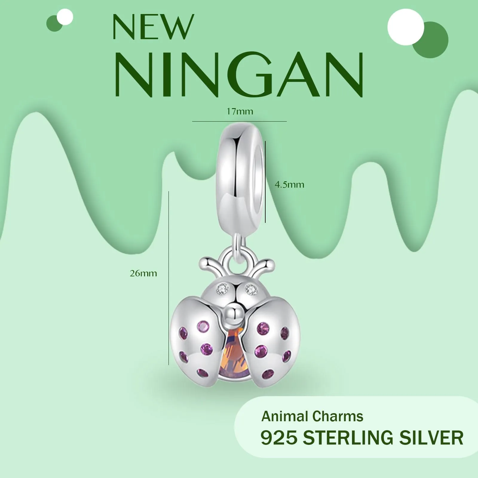 NINGAN 925 Argento Sterling 925 Ciondolo Coccinella Fortunata Donna Bracciale Collana Ciondolo Regali da Amici e Famiglia - immagine 2