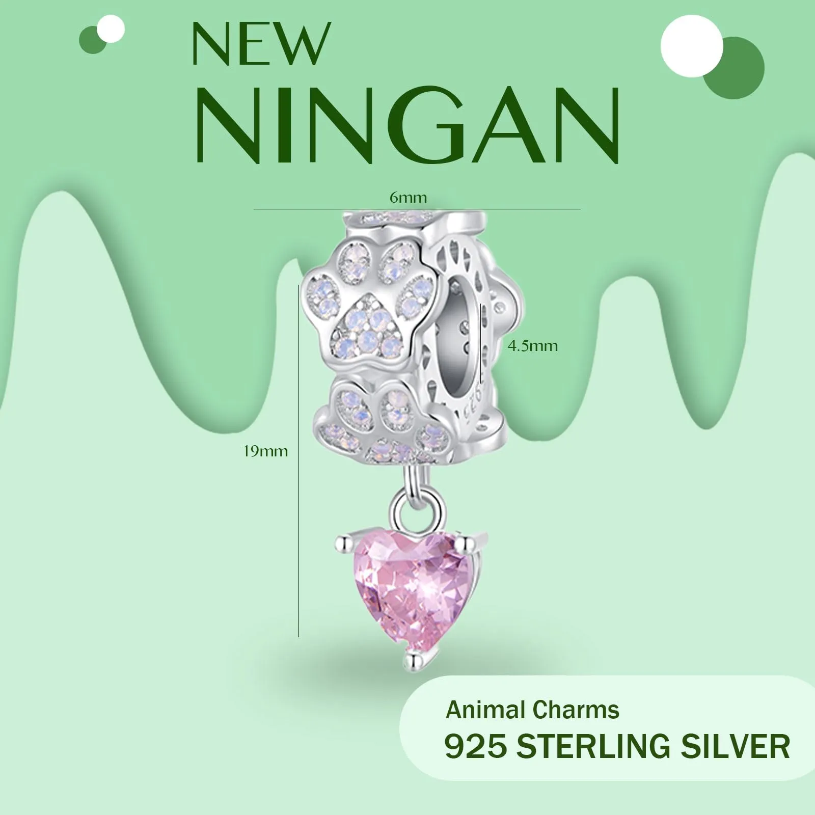 NINGAN 925 argento sterling ciondolo stampa artiglio rosa tesoro australiano fascino perline adatto per bracciali da donna, regali di compleanno per le donne - immagine 2