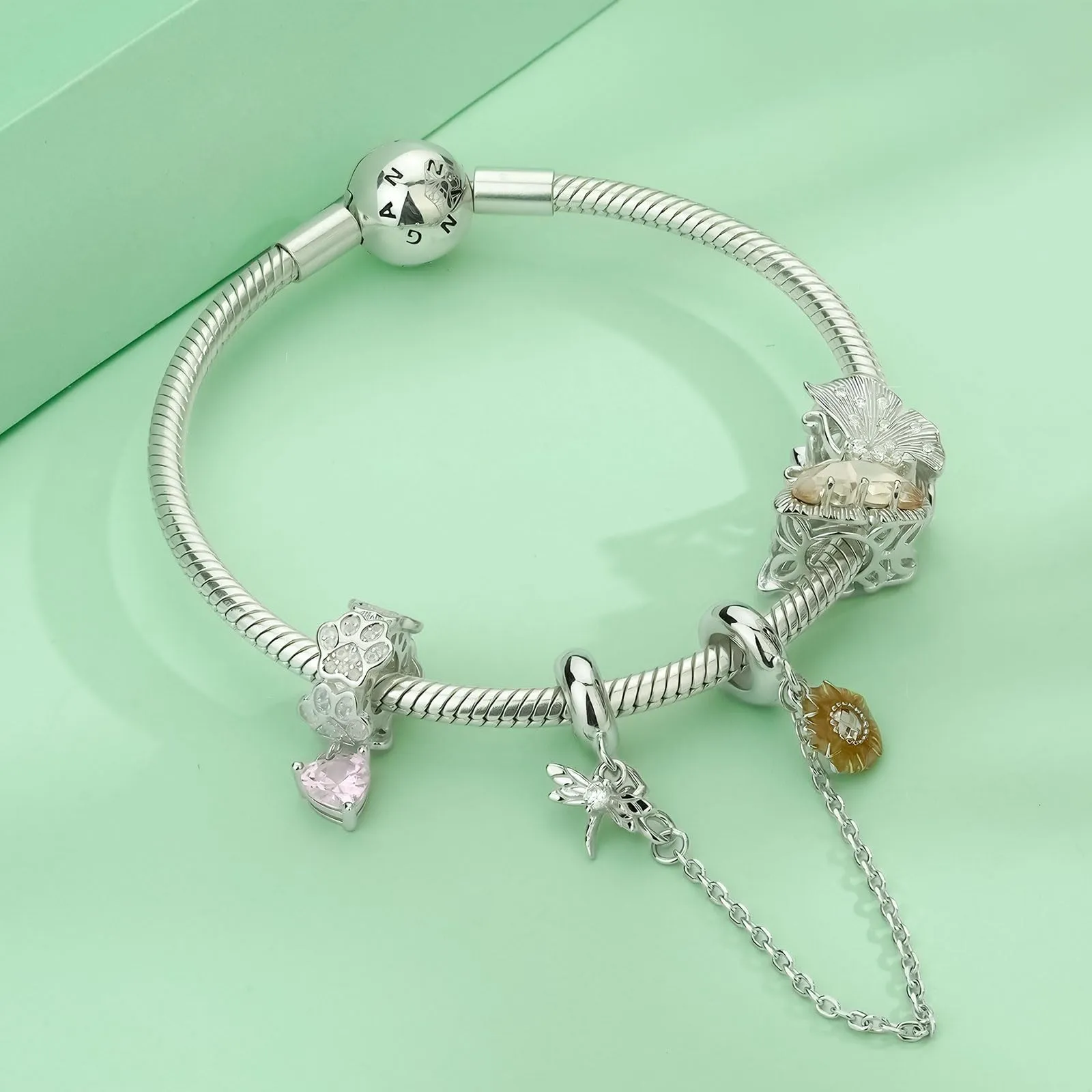 NINGAN 925 argento sterling ciondolo stampa artiglio rosa tesoro australiano fascino perline adatto per bracciali da donna, regali di compleanno per le donne - immagine 3