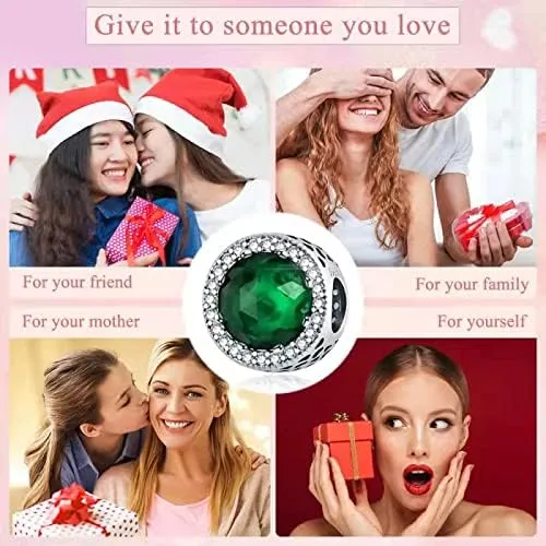 LNQOBU Charm Argento Vetro di Murano,Rosse Perline a Cuore,Blu,Gialli,Charms Bead Adatto Bracciale Europeo Per Donne - immagine 7