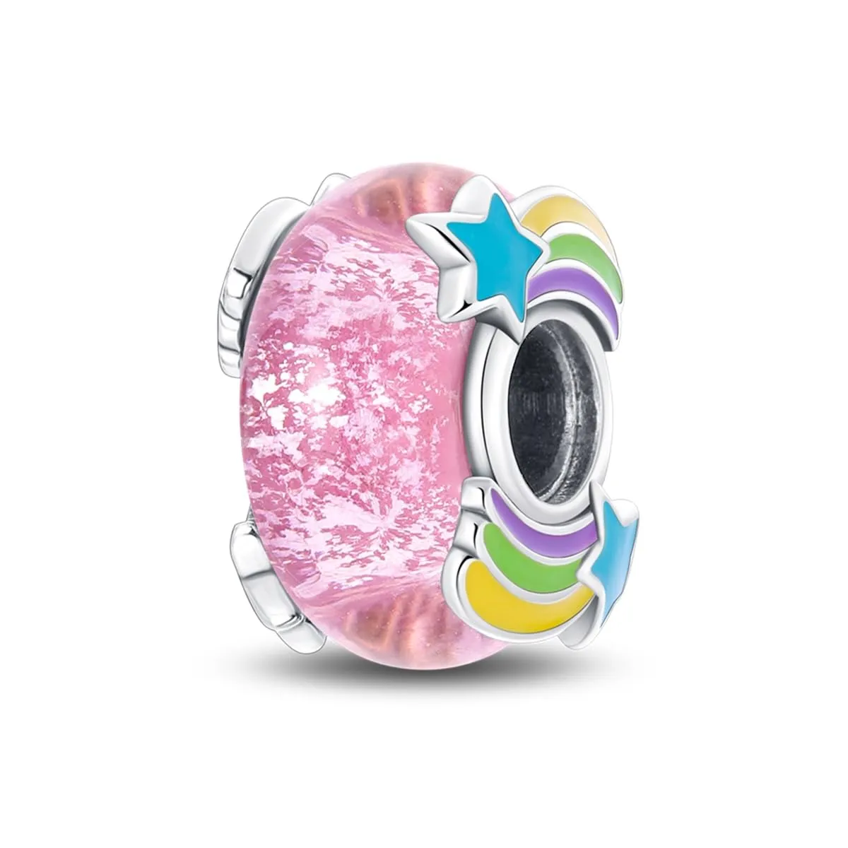LNQOBU Charm Argento Vetro di Murano,Rosse Perline a Cuore,Blu,Gialli,Charms Bead Adatto Bracciale Europeo Per Donne - immagine 1