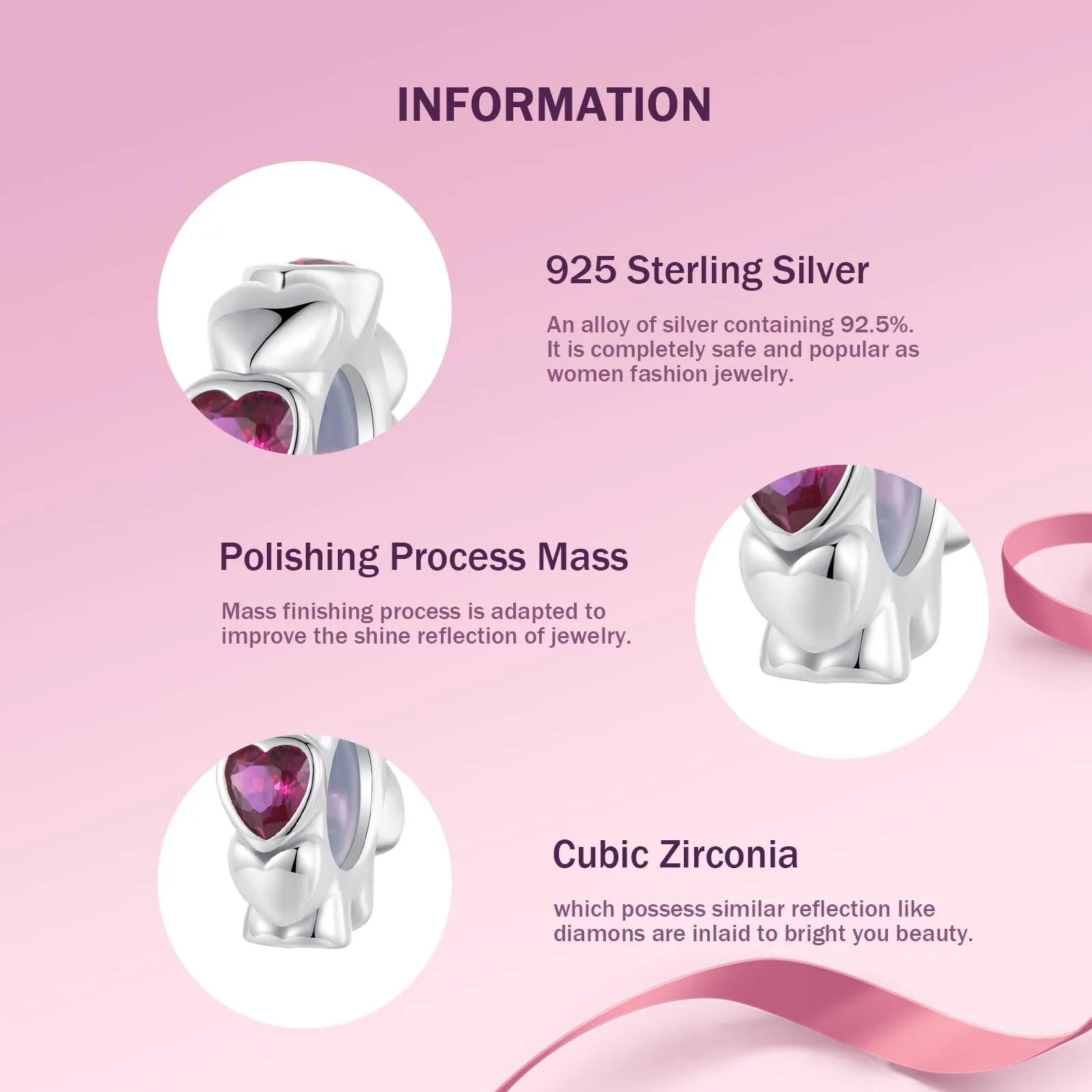 NINGAN 925 Argento Sterling A Forma Di Cuore Interval Pearl Charm, Compatibile Con Le Donne Bracciale 5a Zircon Pearl, Regalo Di Compleanno Di San Valentino - immagine 4