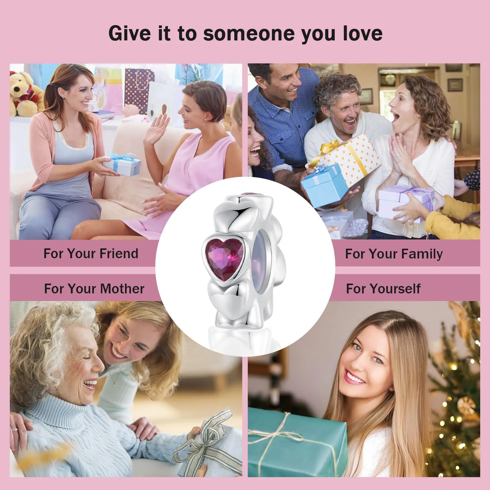 NINGAN 925 Argento Sterling A Forma Di Cuore Interval Pearl Charm, Compatibile Con Le Donne Bracciale 5a Zircon Pearl, Regalo Di Compleanno Di San Valentino - immagine 6