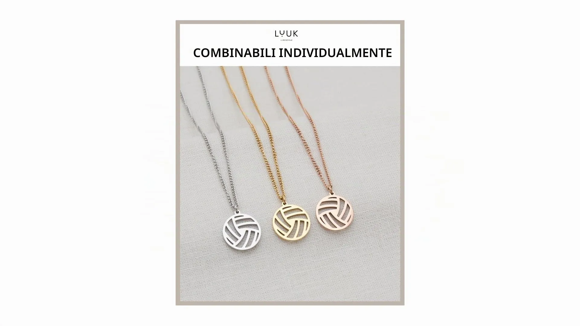 LUUK LIFESTYLE Collana con Ciondolo Pallavolo, Argento, 50cm - immagine 5