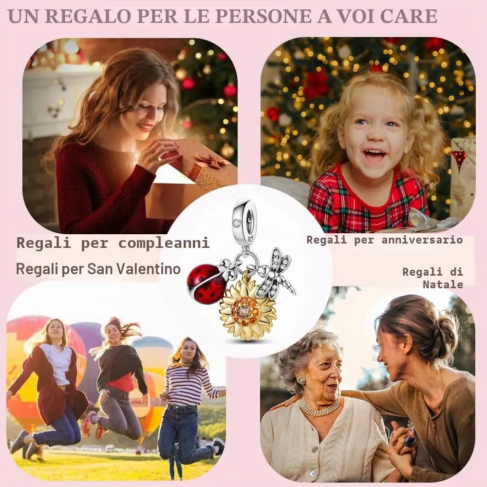 LNQOBU Ciondolo con Charm Argento Sterling 925 Fatima's Hand Dangle Charm Compatibile con Pandora e Europei Bracciale Collane da Donna(Fornito con una Perlina) - immagine 6