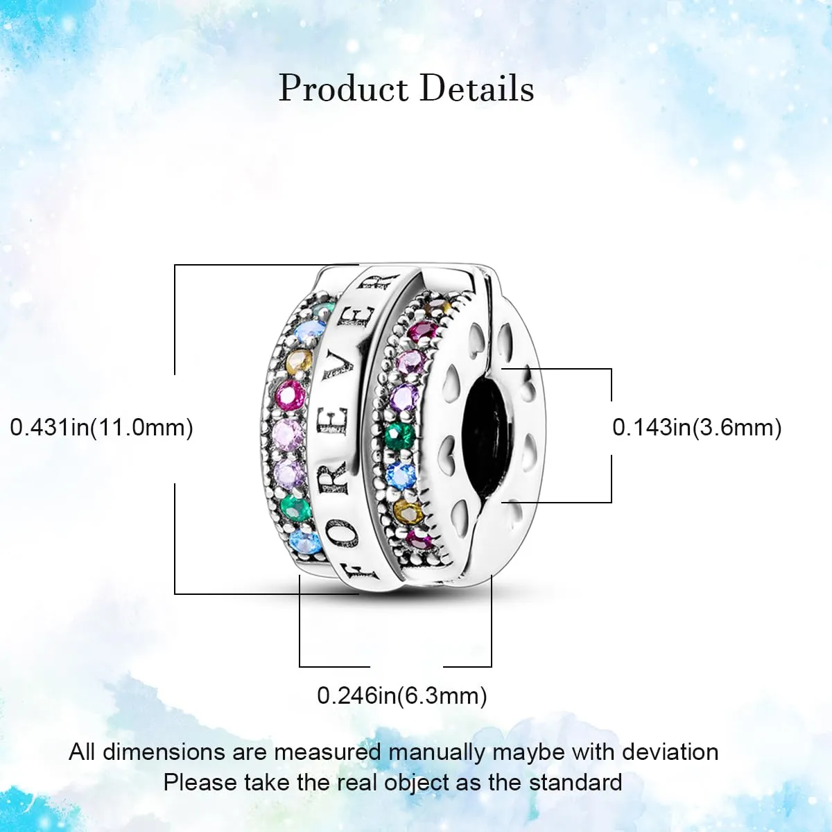 HappyStar charm argento 925 Clip Stopper Beads Charms Ciondolo perline Compatible donna bracciali (Con una perlina spaziale) - immagine 2