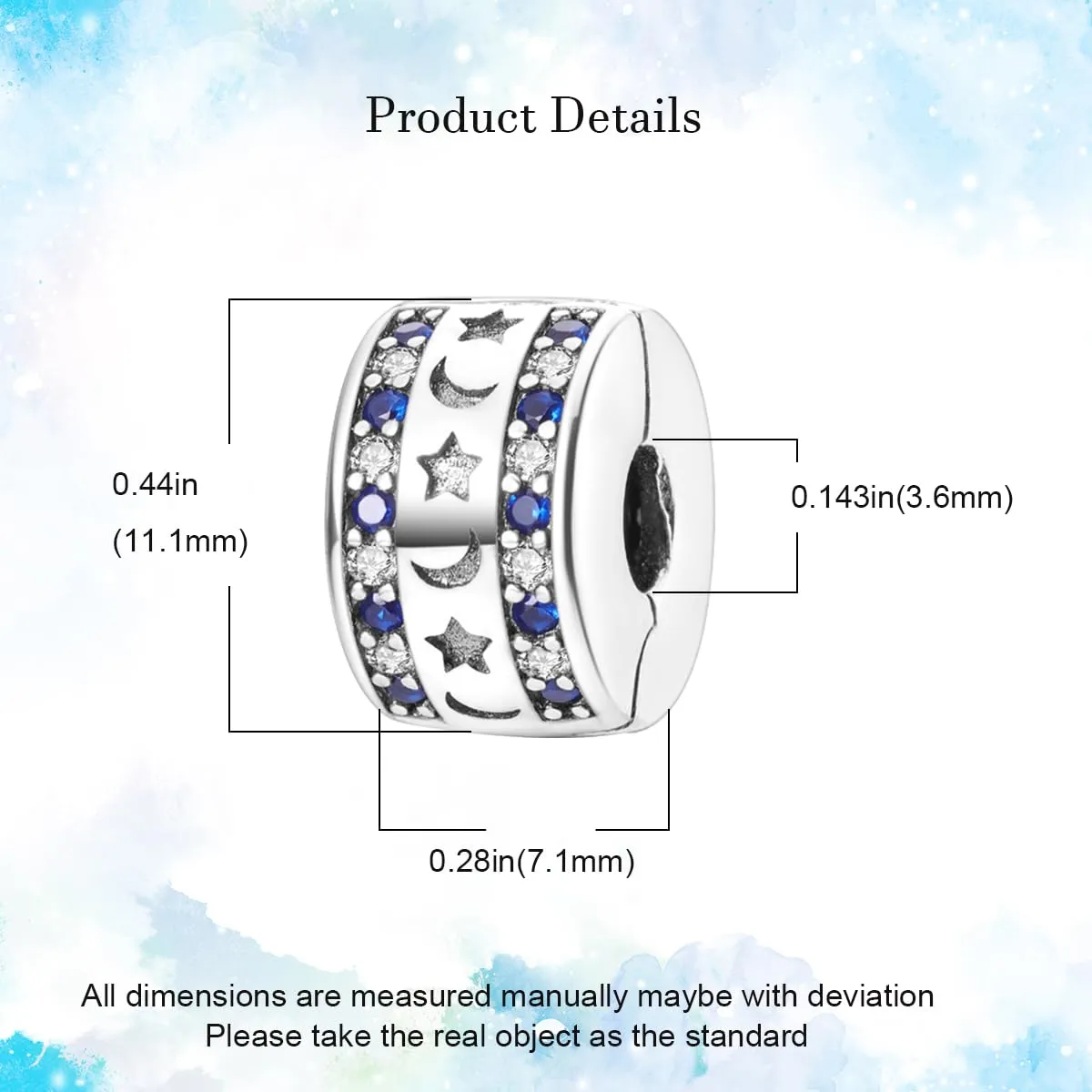 HappyStar charm argento 925 Clip Stopper Beads Charms Ciondolo perline Compatible donna bracciali (Con una perlina spaziale) - immagine 3