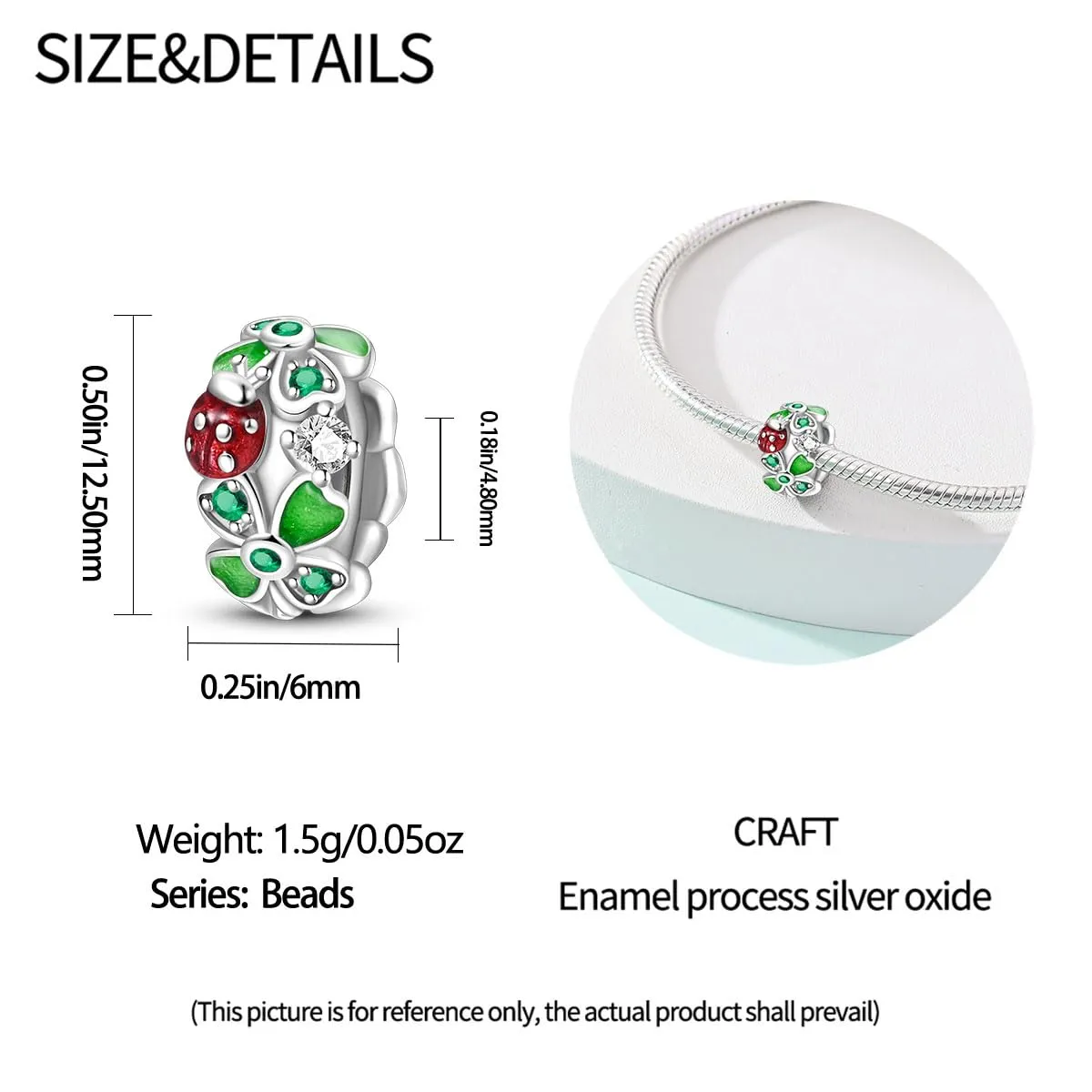 HappyStar charm argento 925 Clip Stopper Beads Charms Ciondolo perline Compatible donna bracciali (Con una perlina spaziale) - immagine 4