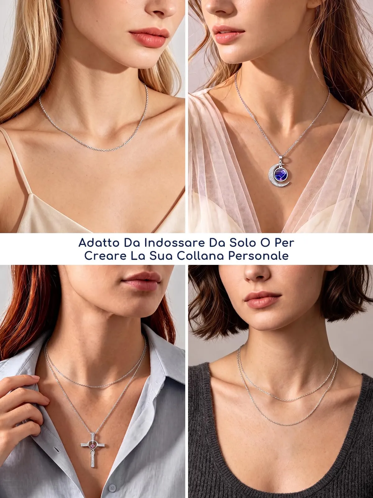 Suplight Collana Donna Rolò in Acciaio Inossidabile Sottile 1,4mm Colore Argento Catenina Acciaio Donna Lunghezza 46cm Collana per Ciondolo Regalo per Natale Compleanno - immagine 3