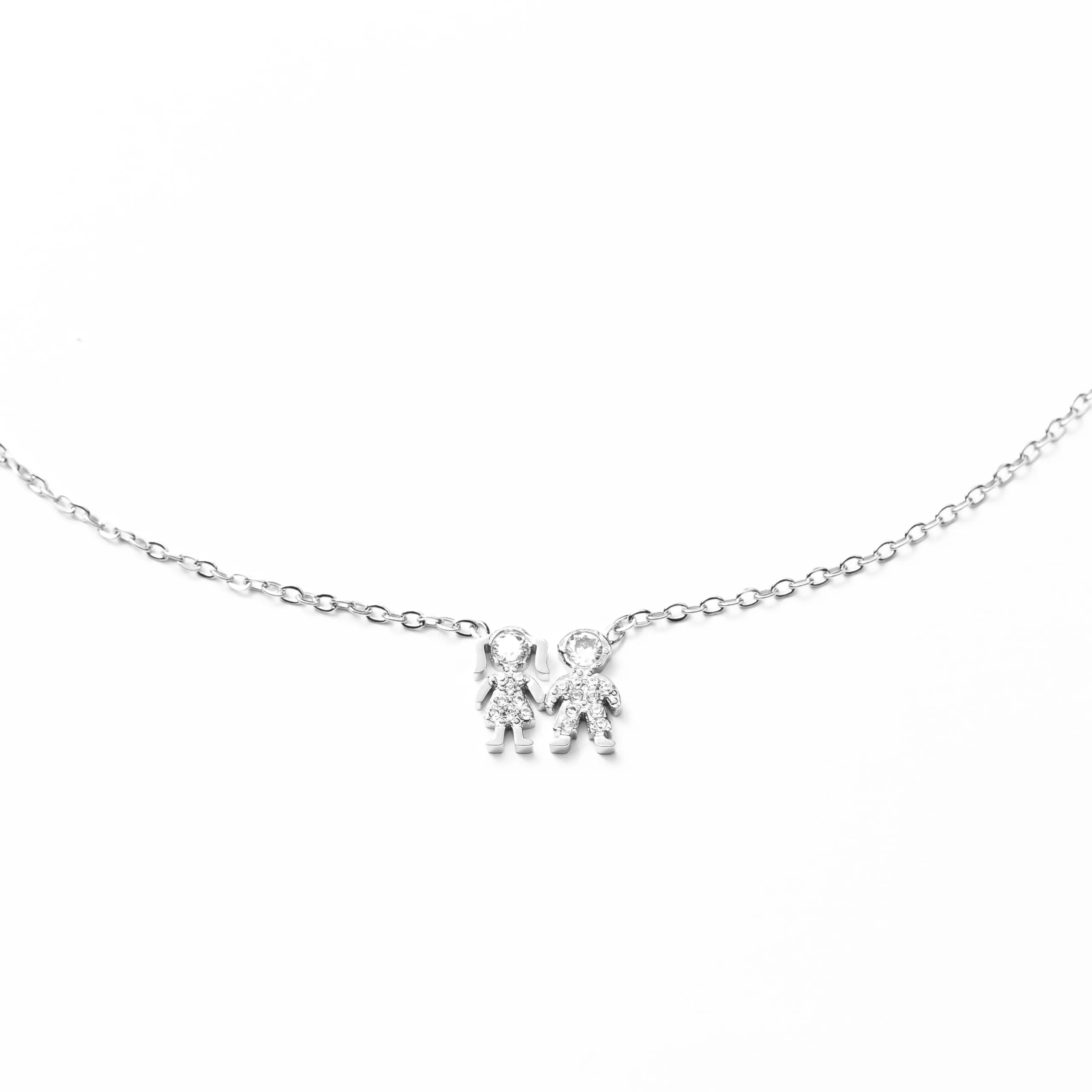 Collana Donna Girocollo con Ciondolo Famiglia in Acciaio Inox, Idea Regalo - immagine 1