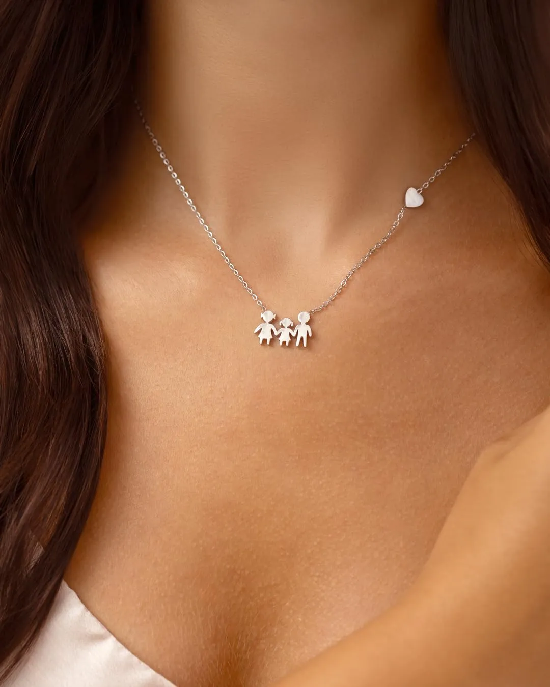 Collana Donna Girocollo con Ciondolo Famiglia in Acciaio Inox, Idea Regalo - immagine 3