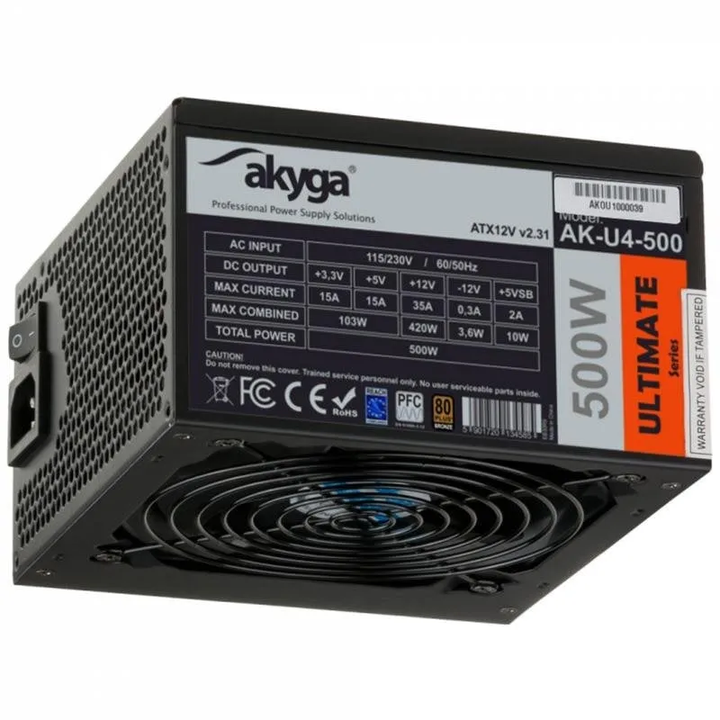 Alimentatore Akyga AK-U4-500 500W Certificazione 80+ Bronze Non-Modulare - immagine 1