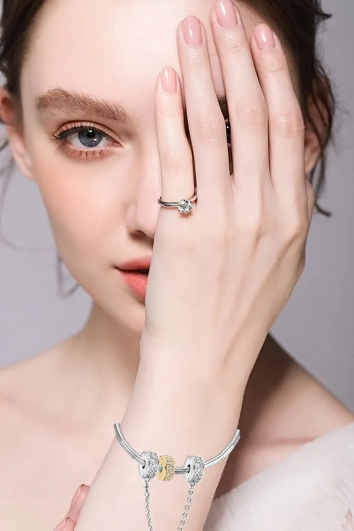 WEIMU Charms Ferma-perle in vero argento sterling 925 per bracciali, ferma-ciondoli per braccialetti con perle, perle ferma-ciondoli, m, Argento sterling, Zirconia cubica - immagine 3