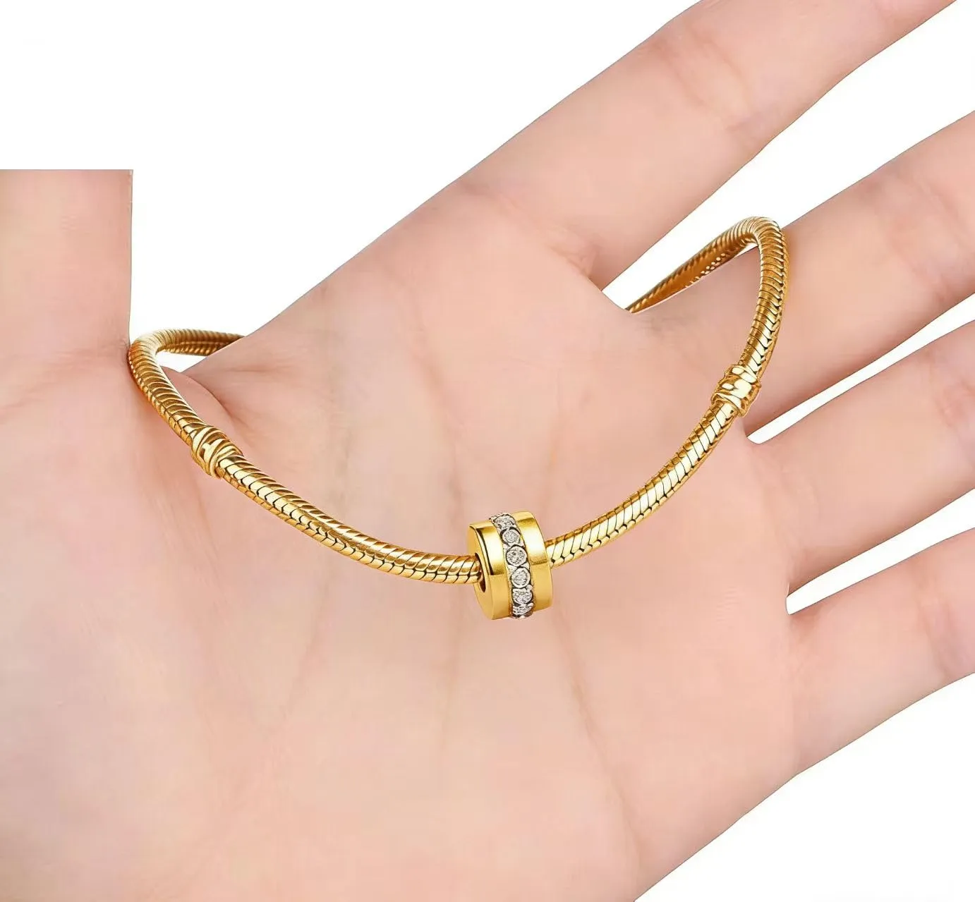 WEIMU Ciondoli in argento sterling 925 dorati per braccialetti con ciondoli, m, Argento sterling, Zirconie sintetico - immagine 3
