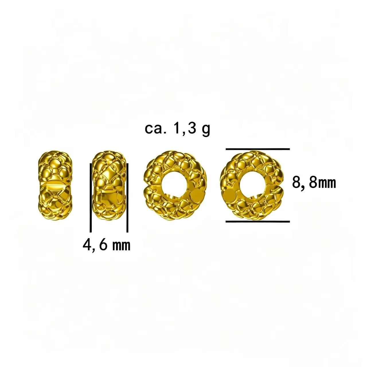Charm di WEIMU in argento sterling 925 per bracciale con fermaglio in gomma per perline con charm a ciondolo, separatore per charm a ciondolo, Medium, Argento sterling, Zirconia cubica - immagine 2