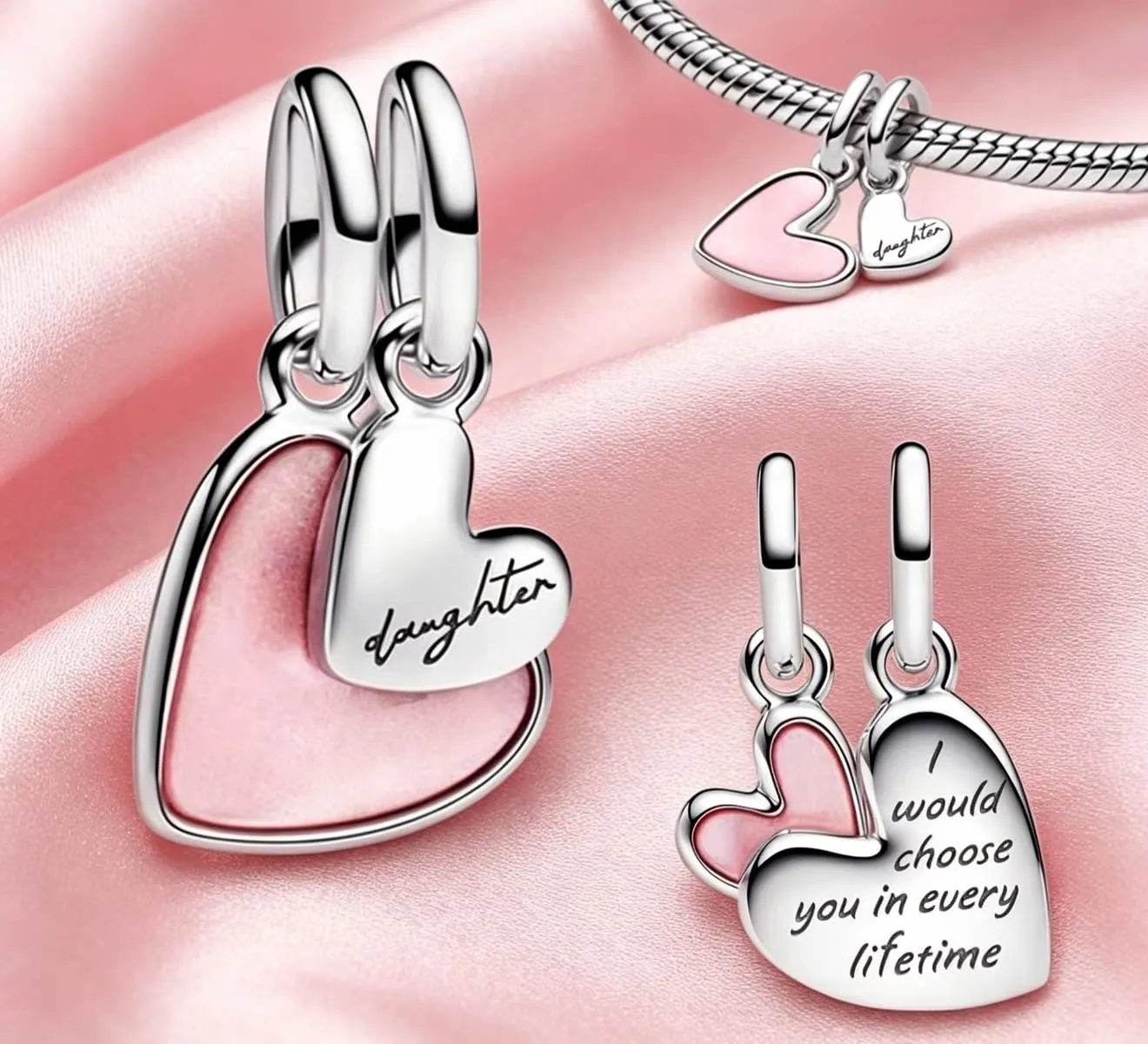 WEIMU Ciondoli separatori 925 argento sterling per bracciale con clip in gomma, per charm a sfera, ciondolo pendente separatore per bracciale, Medium, Argento sterling, Zirconia cubica - immagine 2