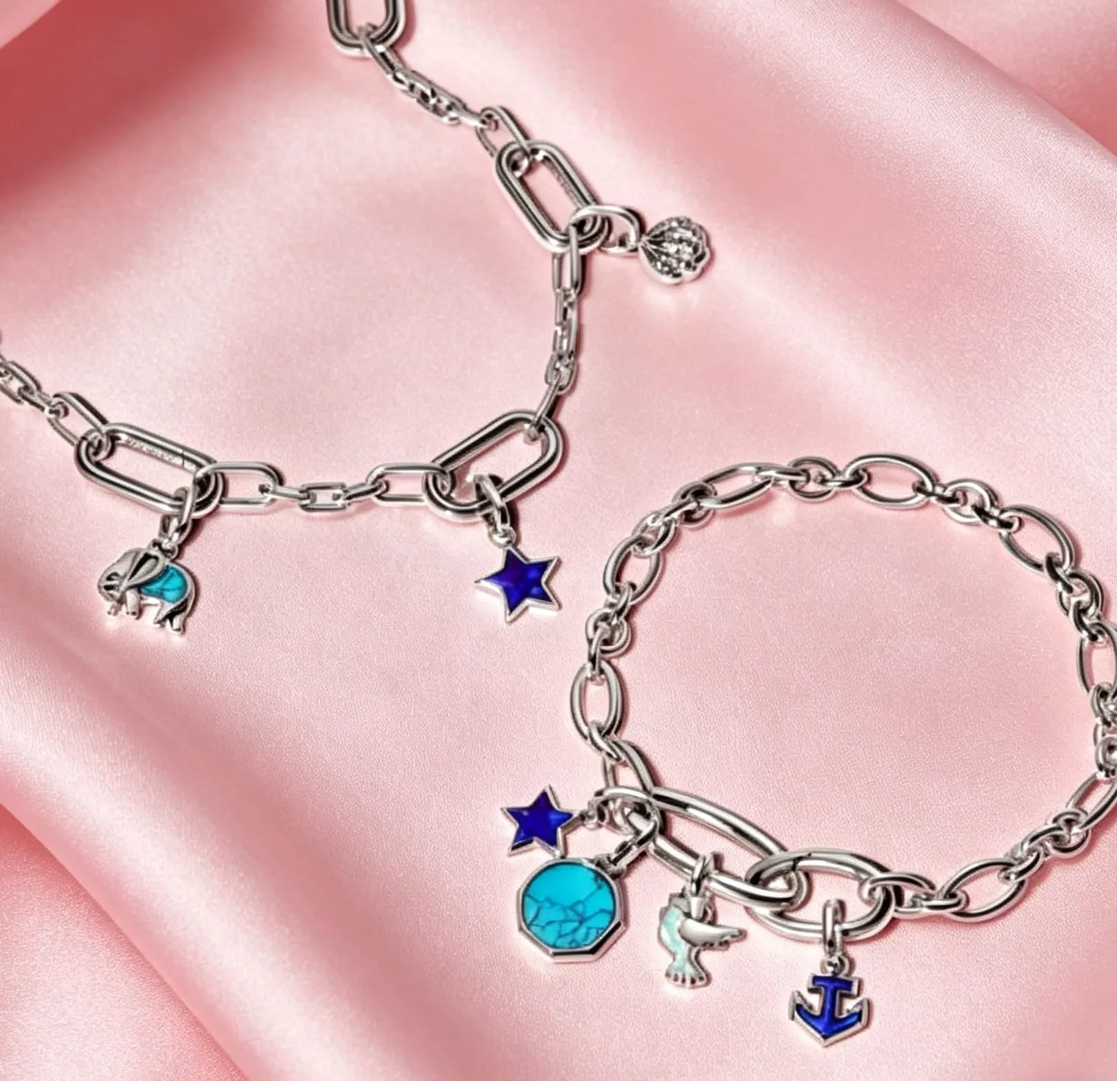 WEIMU Ciondolo fermaglio in argento sterling 925 per braccialetto con fermaglio fermacavo in gomma per perla portaciondolo fermacavo per separatore per braccialetto con perla, Medium, Argento sterling - immagine 3