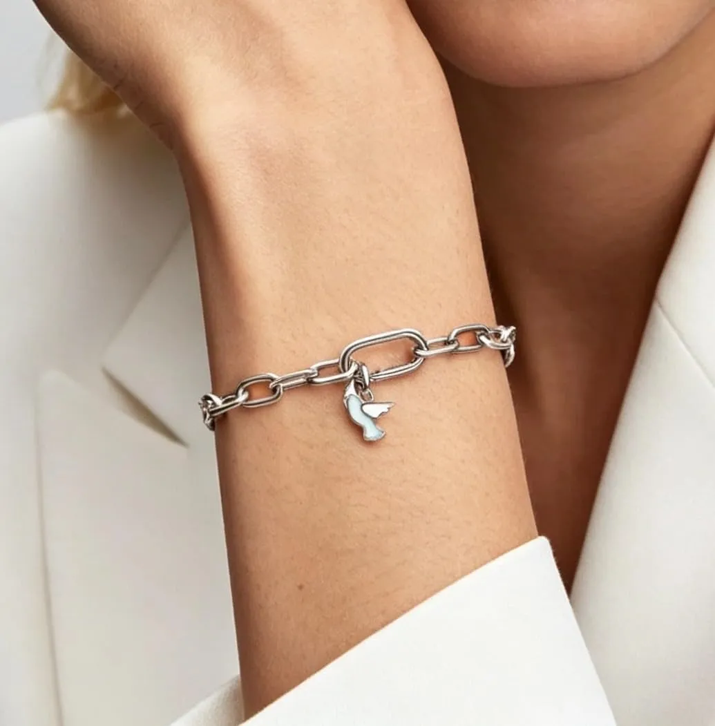 WEIMU Ciondolo fermaglio in argento sterling 925 per braccialetto con fermaglio fermacavo in gomma per perla portaciondolo fermacavo per separatore per braccialetto con perla, Medium, Argento sterling - immagine 5